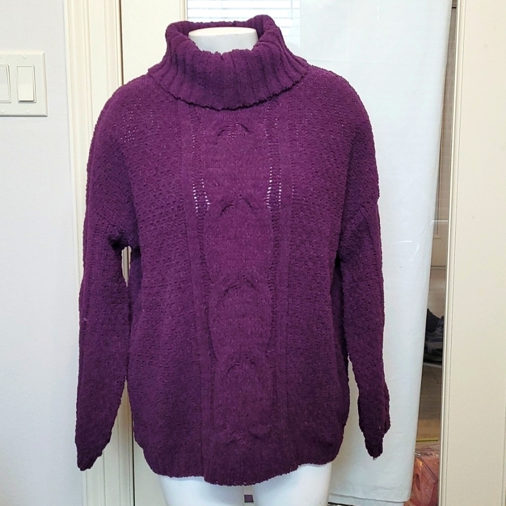 Seven7 Blackberry Wine Chenille Sweater